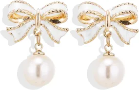 Pearl Earrings for Women, Trendy 14k Gold Plated Pearl Drop Earrings Hypoallergenic Gold Dangle Earrings Jewelry Wedding