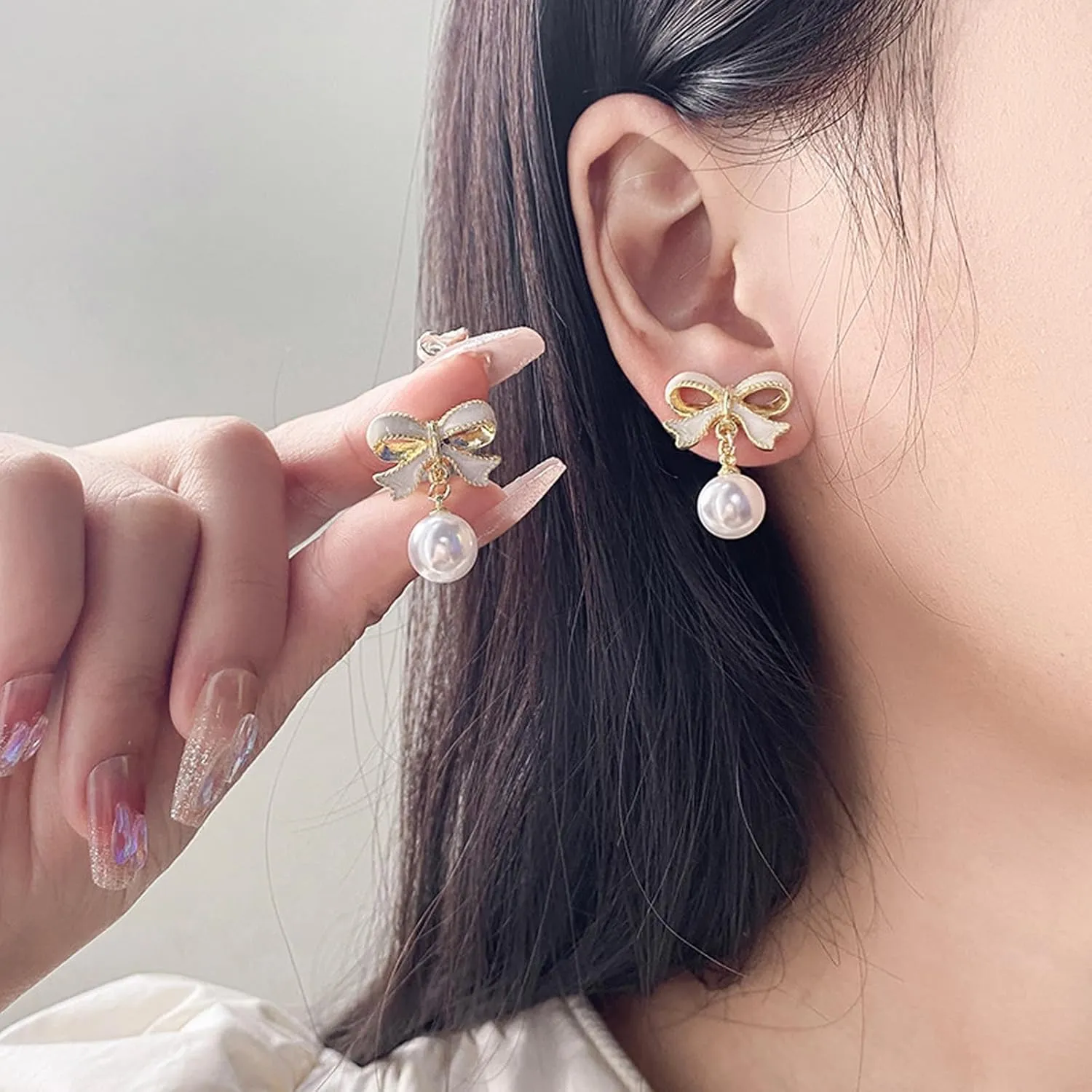 Pearl Earrings for Women, Trendy 14k Gold Plated Pearl Drop Earrings Hypoallergenic Gold Dangle Earrings Jewelry Wedding