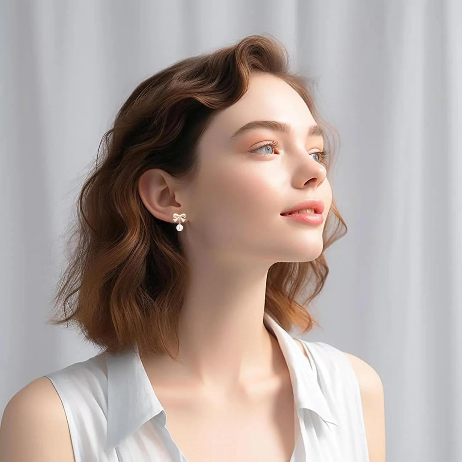 Pearl Earrings for Women, Trendy 14k Gold Plated Pearl Drop Earrings Hypoallergenic Gold Dangle Earrings Jewelry Wedding