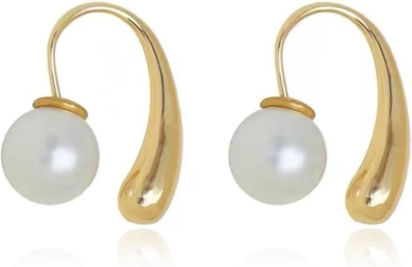 Pearl Water Drop Earrings for Women Chunky Gold Earrings Hoop Earring Dangle Water Drop Hypoallergenic Earring