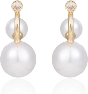 Pearl Wedding Earrings for Brides Pearl Drop Earrings for Women White Round Pearls 14K Gold Plated Bridal Earring for Wedding Rhinestone Pearls Earring Formal Bridesmaid Gifts Trendy Stuff