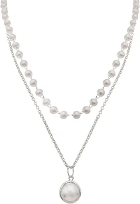 Pearls Layered Pendant Necklaces for Women Dainty Clavicle Chain Anniversary Birthday Jewelry Gift