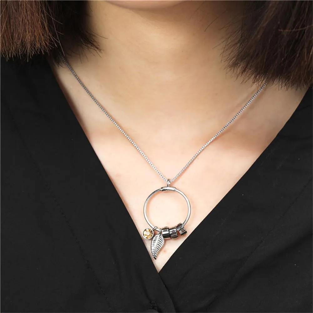 Personalize Name Necklace for Women Dainty Gold Necklace 14K Gold Nameplated Pendant Necklace Beaded Name Necklace Birthstone Necklace Birthday Mother's Day Jewelry for Mom/Dad/Dauguter/Son/Girlfriend
