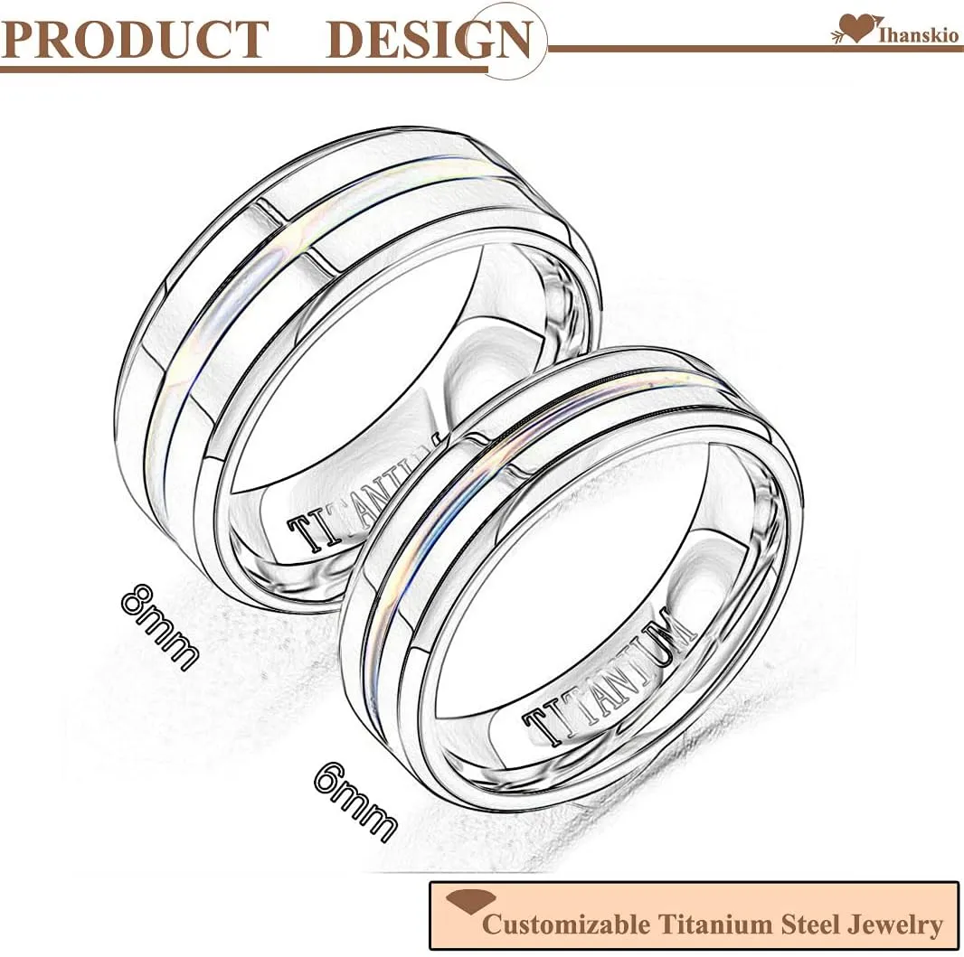 Personalized Custom Made Couple Rings Double Color His Her Engagement Wedding Bands Gift Birthday Matching Titanium Steel
