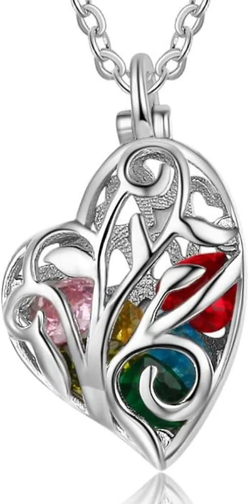 Personalized Locket Necklace for Women  Custom Birthstone Necklace with 1-10 Stones, Perfect for Mother, Daughter, BFF  Ideal Gifts for Christmas, Mothers Day, Friendship, and Valentines Day