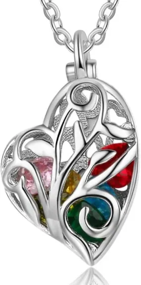 Personalized Locket Necklace for Women  Custom Birthstone Necklace with 1-10 Stones, Perfect for Mother, Daughter, BFF  Ideal Gifts for Christmas, Mothers Day, Friendship, and Valentines Day