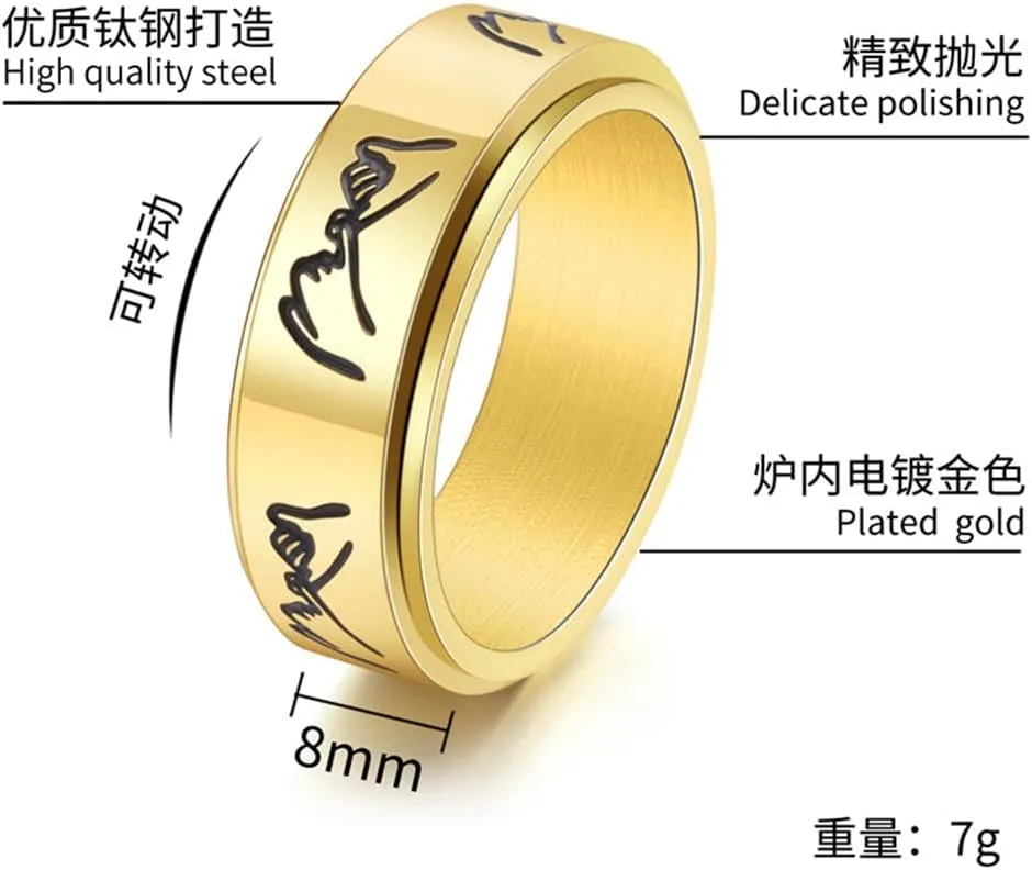 Personalized Pinky Promise Rings for Couple,Engraved Nameplates Date Coordinates Spinner Band Stainless Steel Fidget Ring Anxiety Relief Couples Jewelry for Valentine's Day,Promise Gift