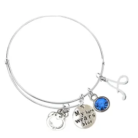 Personalized Police Charm Bangle with Letter Charm, My Hero Wears Blue Bracelet, Handcuff Charm Bangle for Women
