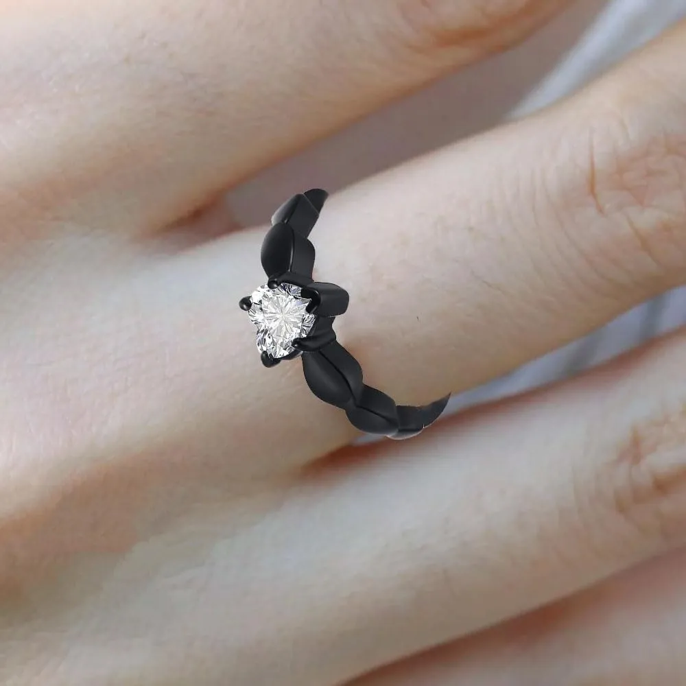 Personalized Promise rings for Him and Her Black Matching Couple Rings Customizable Titanium Wedding Rings for Men and Women Blue Sapphire Engagement Ring Valentine's Day Christmas Jewelry Gift