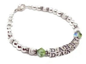 Personalized Sterling Silver Beaded Name Bracelet, Letter Block Beads, Custom Jewelry