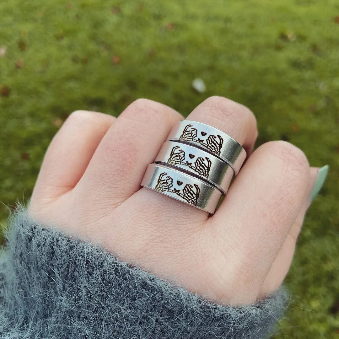 Pinky Promise Ring - Silver or Gold Plated Minimalist Ring for Women - Dainty Adjustable Promise Ring Set for Best Friends, Couples, Mother Daughter - Friendship Jewelry Gift