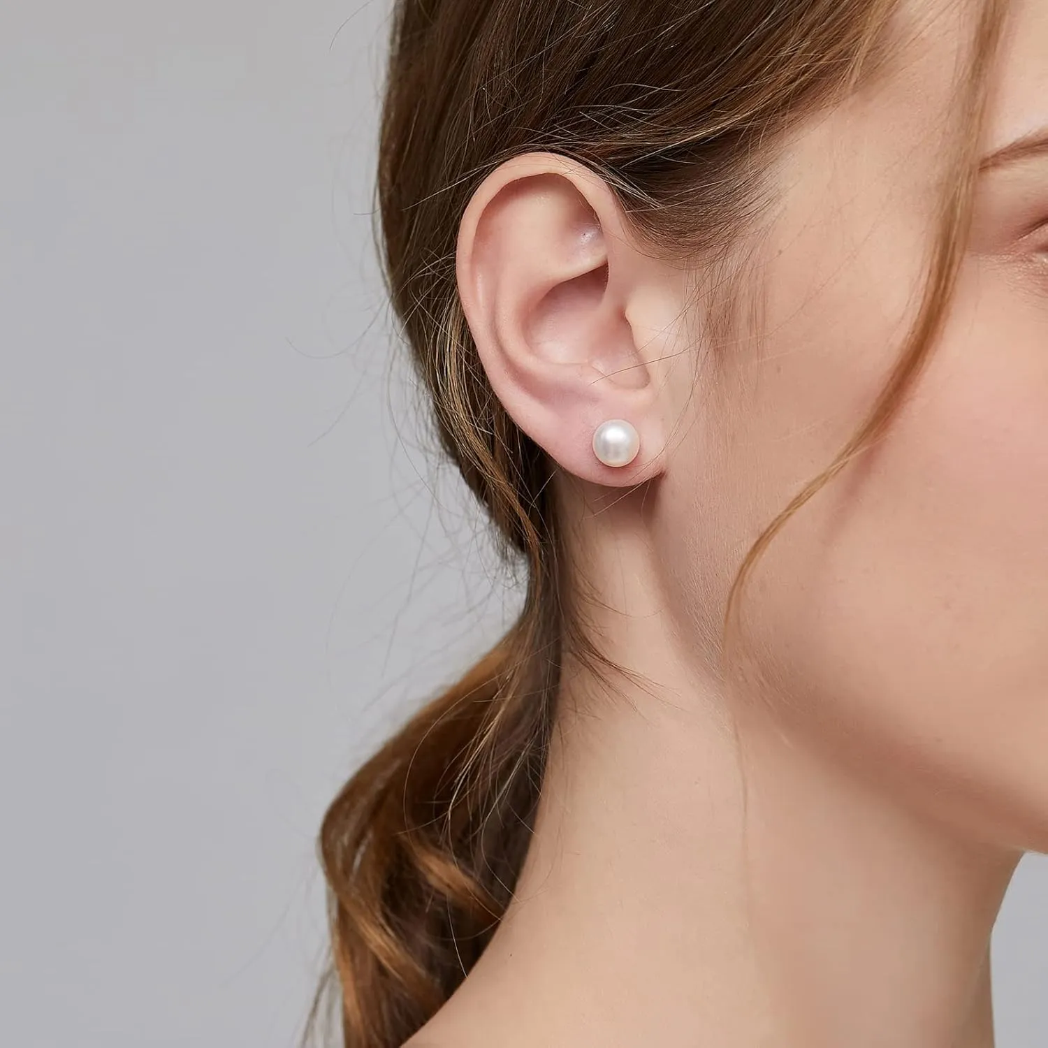 Platinum-Plated Pearl Stud Earrings for Women 925 Sterling Silver Pearl Earrings 6MM 8MM 10MM Pearl Jewelry for Women