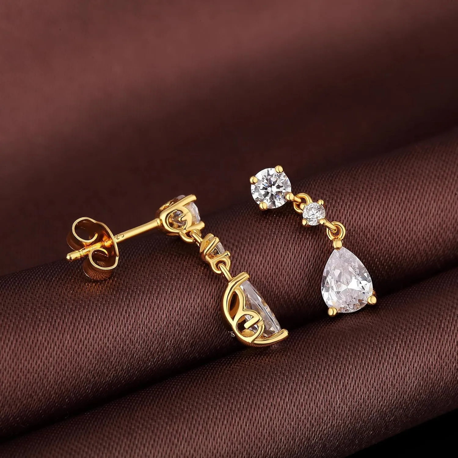 Platinum Plated Tiny Dangle Drop Earrings for Women 925 Sterling Silver CZ Diamond Drop Stud Earrings with 5A  Cubic Zirconia Small Danling Earrings