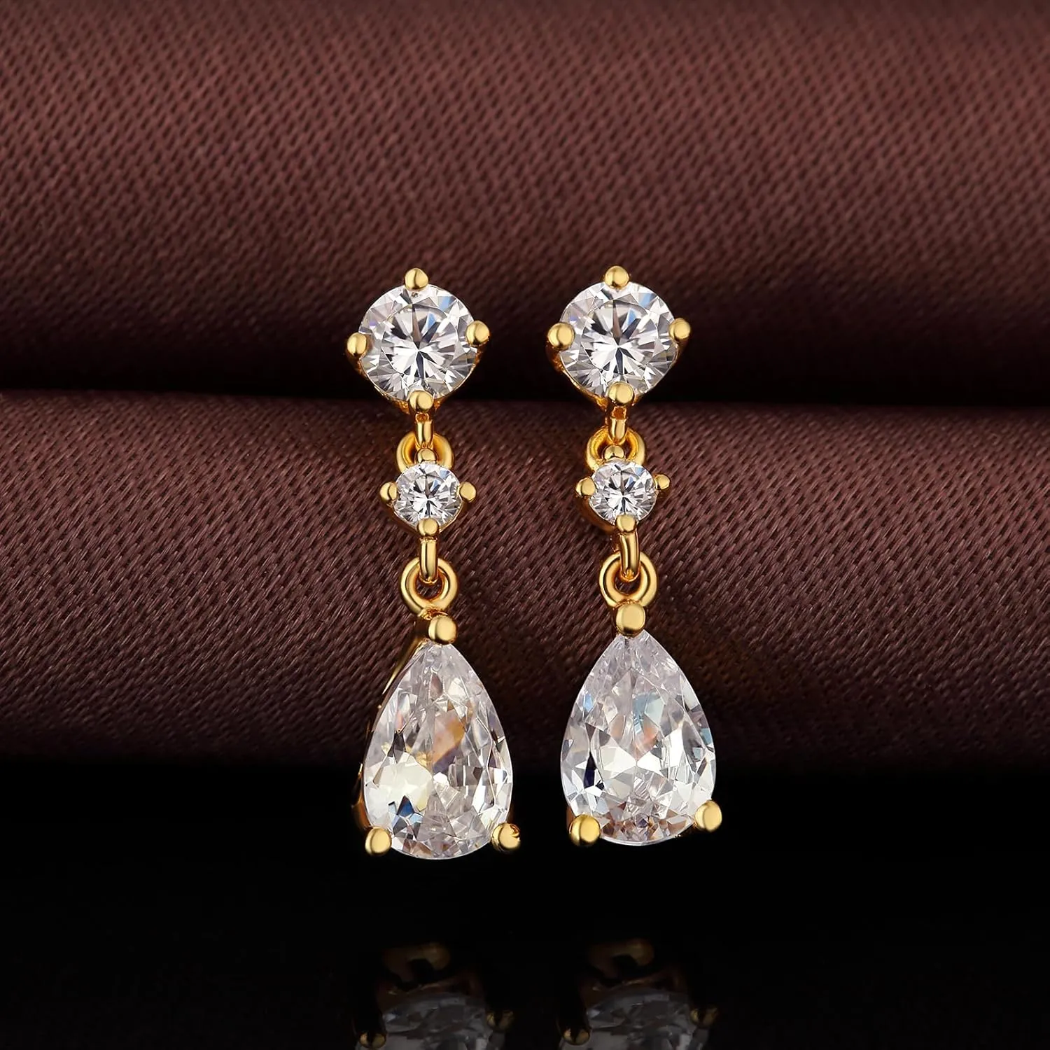 Platinum Plated Tiny Dangle Drop Earrings for Women 925 Sterling Silver CZ Diamond Drop Stud Earrings with 5A  Cubic Zirconia Small Danling Earrings