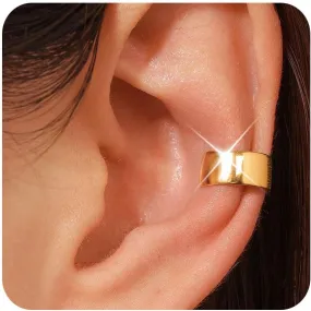 PLOMFOV Ear Cuff Earrings for Women Ear Cuffs Non Piercing 14K Gold Filled Ear Cuff Gold Clip on Cartilage Fake Earrings Trendy Chunky/Thin Ear Cuff Single