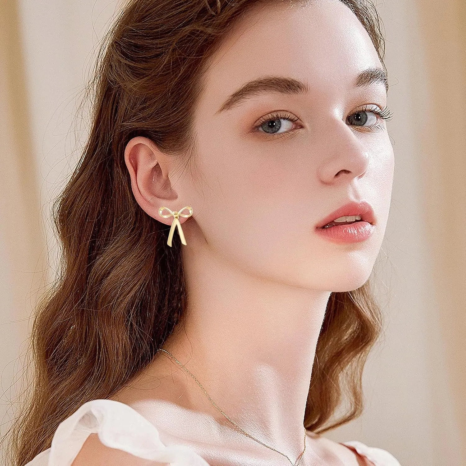 PLwelth Bow Earrings Pearl Drop Earrings for Women Cute Rhinestone Dangle Long Tassel Earrings Gifts for Her Christmas