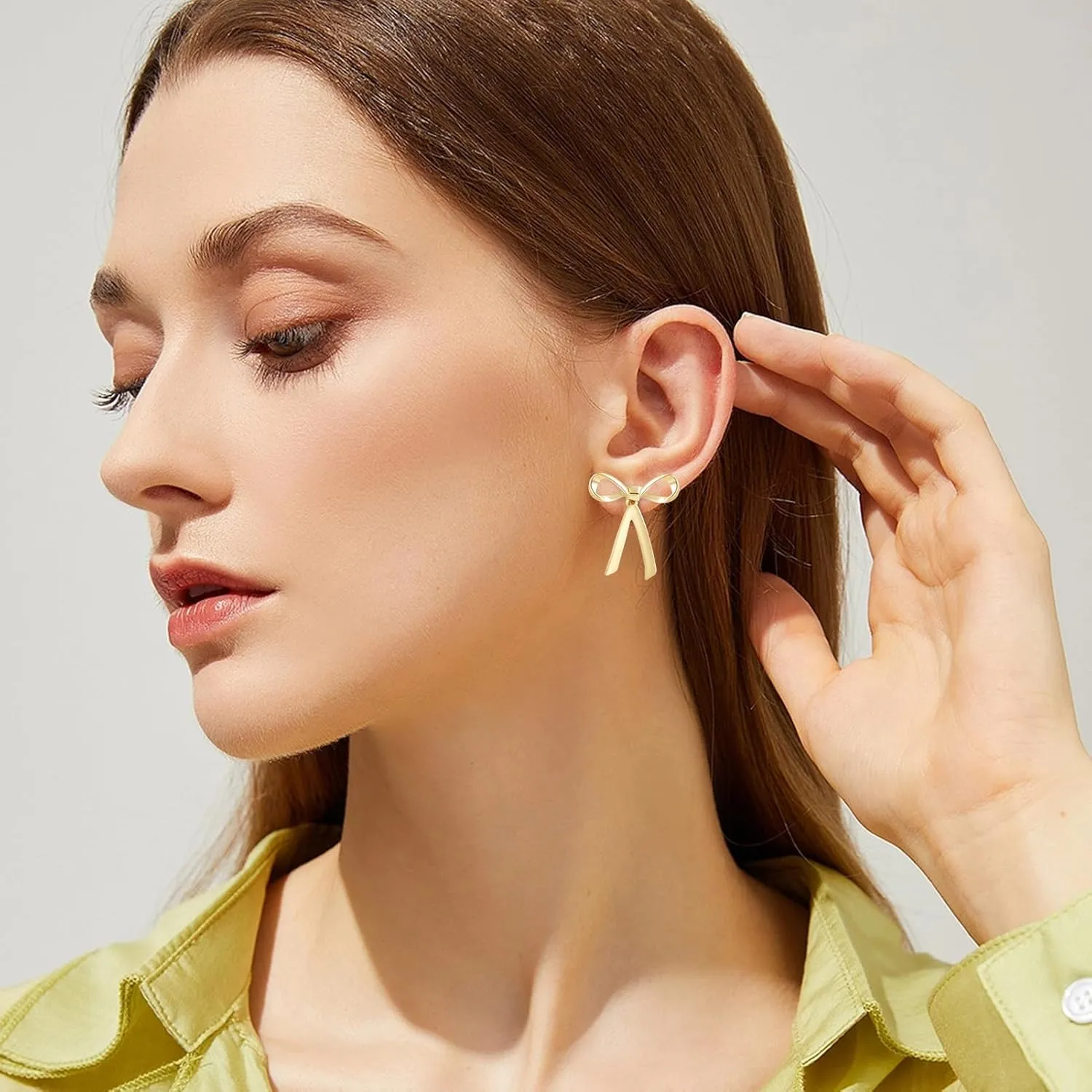 PLwelth Bow Earrings Pearl Drop Earrings for Women Cute Rhinestone Dangle Long Tassel Earrings Gifts for Her Christmas