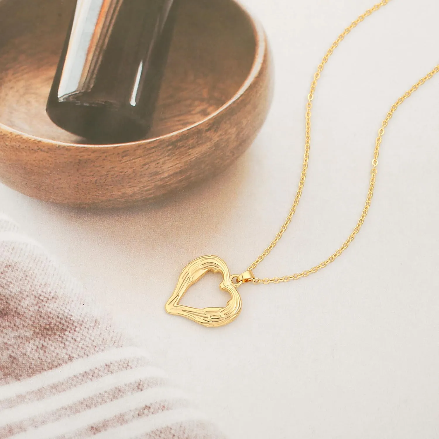 POTESSA 18K Gold Plated Pendant Necklace Medallion Coin Heart Y Shaped Chain Toggle Necklace for Women Jewelry