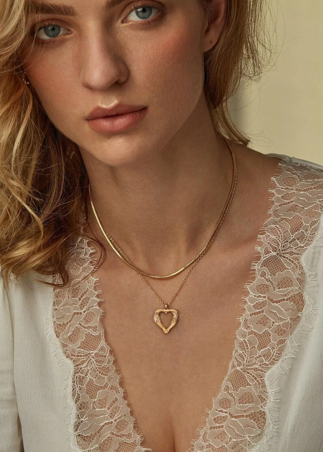 POTESSA 18K Gold Plated Pendant Necklace Medallion Coin Heart Y Shaped Chain Toggle Necklace for Women Jewelry