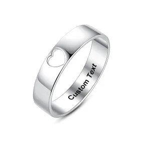 Promise Heart Love Ring for Women Friendly Friendship Ring for Women Her Best Friend Personalized Engraving Custom Name Silver Sterling Youth Girl Couple Ring