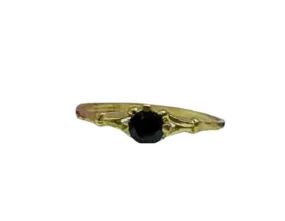 Prong Round Onyx Ring, Thin Stackable Ring, Gemstone Ring,Stacking Ring,Black Ring, Bridal Ring,Gold Ring