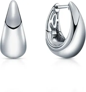 Puffed Tapered Huggie Hoop Earrings, U-Shaped Thickened Earrings In 14k Gold, Sleeper Pear Hoop, Gift For Her.