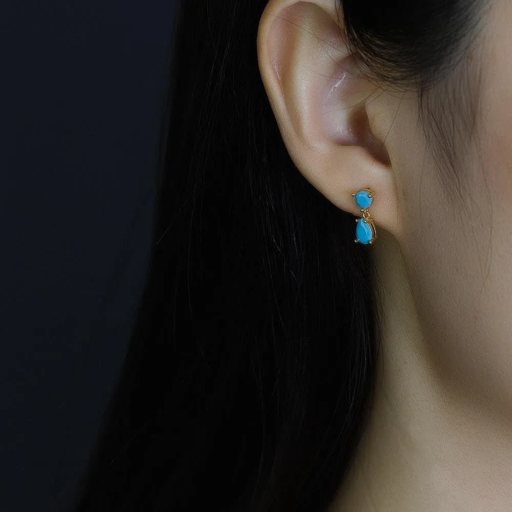 Pure Elegance: 925 Silver Minimalist Water Drop Zircon Stud Earrings for Women (gold, turquoise zircon)
