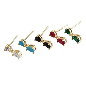 Pure Elegance: 925 Silver Minimalist Water Drop Zircon Stud Earrings for Women (gold, turquoise zircon)