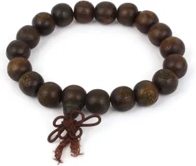 Qtqgoitem Wood 18 Beads Elastic Wrist Decor Prayer Beaded Bangle Bracelet Brown (Model: 141 4dc e2b 182 987)