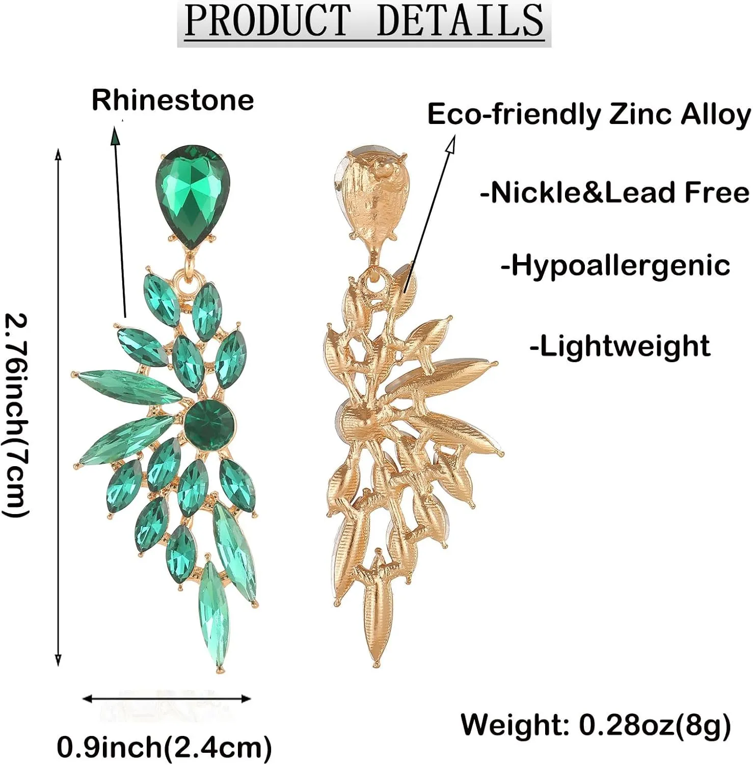 Rhinestone Statement Earrings Cluster Crystal Drop Dangle Earrings Teardrop Chandelier Earring Dangling Prom Wedding Bridal Earrings for Women