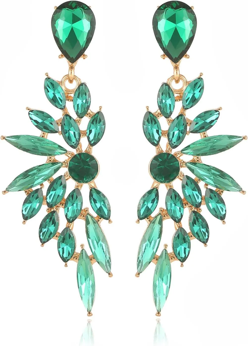 Rhinestone Statement Earrings Cluster Crystal Drop Dangle Earrings Teardrop Chandelier Earring Dangling Prom Wedding Bridal Earrings for Women