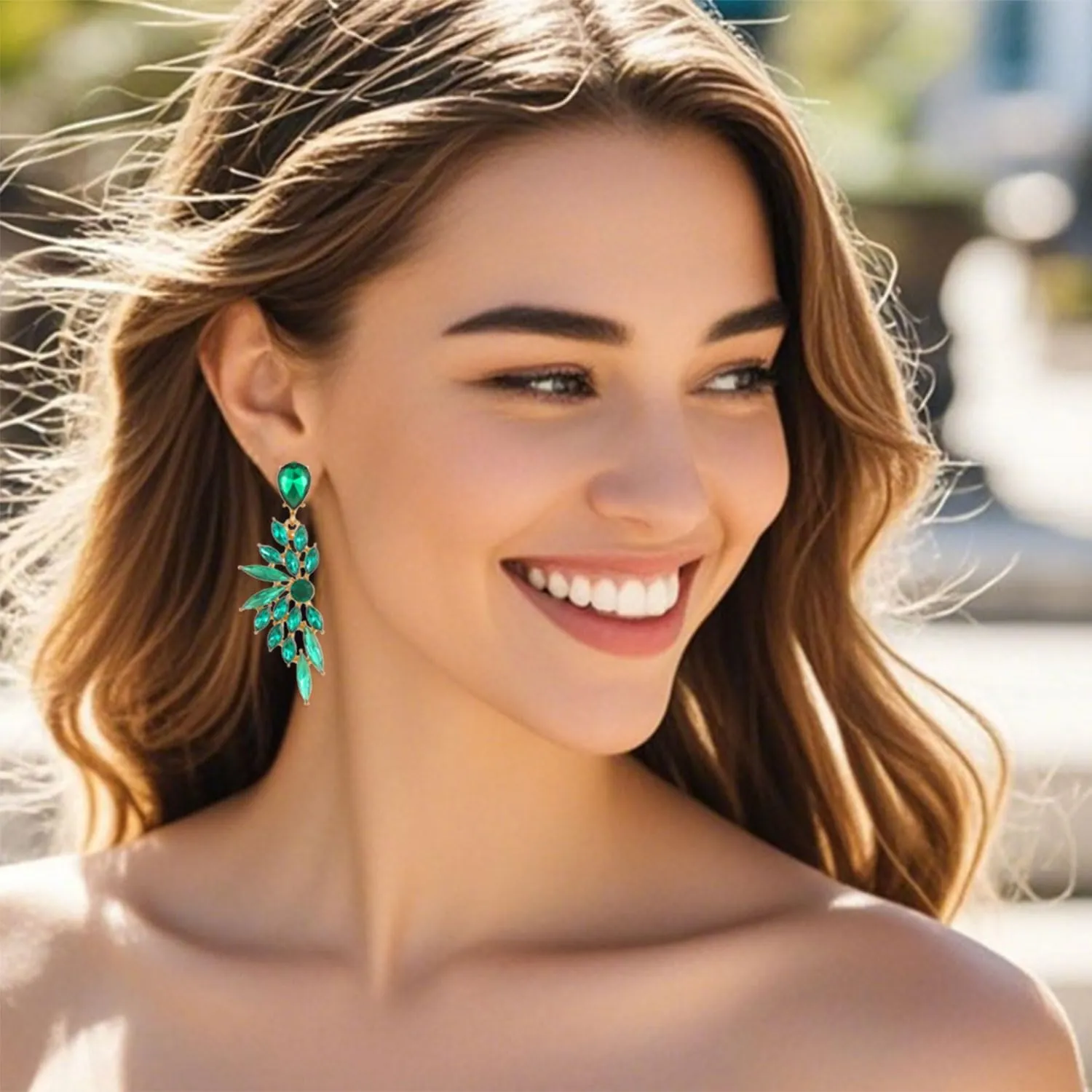 Rhinestone Statement Earrings Cluster Crystal Drop Dangle Earrings Teardrop Chandelier Earring Dangling Prom Wedding Bridal Earrings for Women