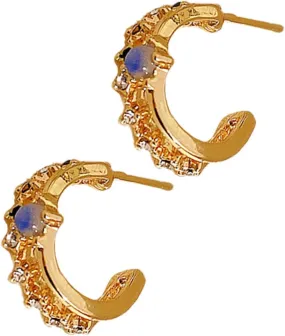Rhinestones Half Hoop Earrings Minimalist Design Fashionable Hoop Earrings