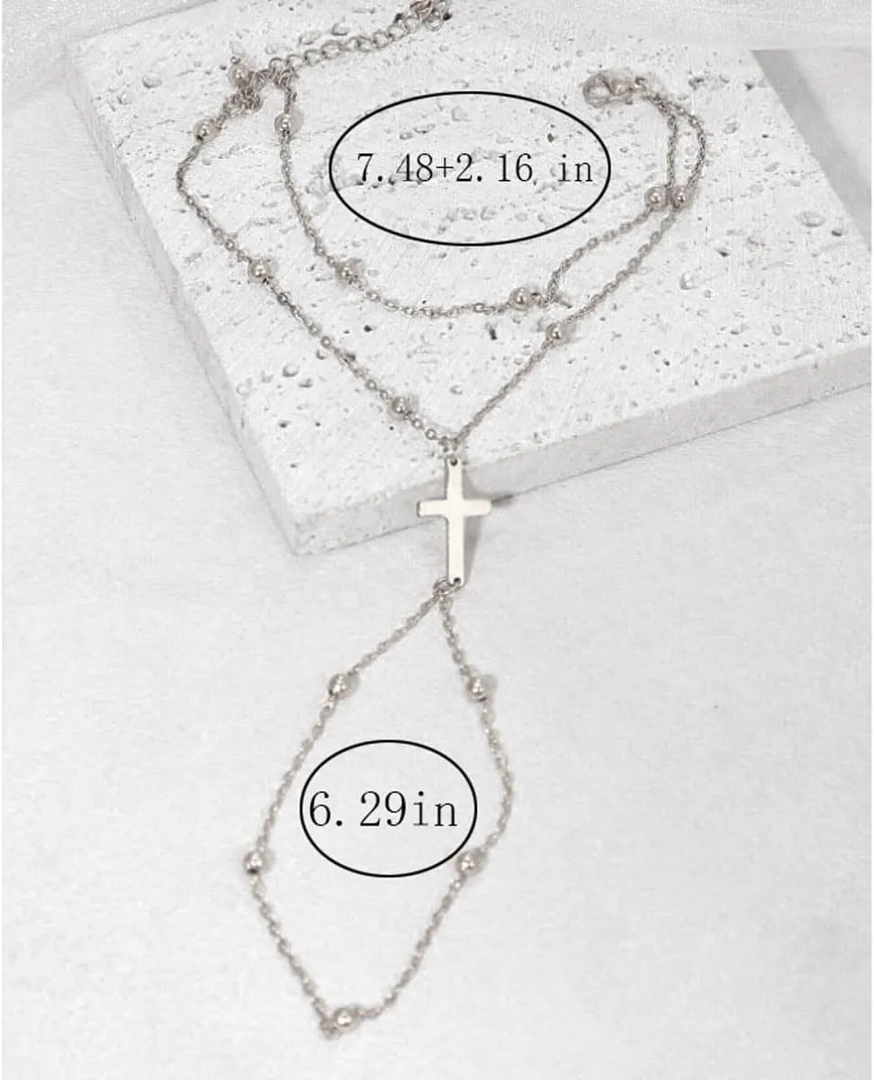 Ring Bracelet Hand Chain for Women Cross Hand Bracelet With Finger Ring Silver Gold Jewelry Gift