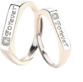 Rings for Couple Adjustable, 925 Sterling Silver Rings Promise Rings Customize Forever Ring with Cubic Zirconia