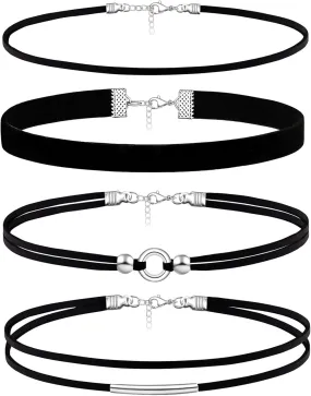 Ronglry 3pcs Black Choker Necklace for Women Black Velvet Choker Set Layered Black Choker Necklaces Classic Chokers for Women Adjustable Gothic Lace Black Collar Necklace for Party Cosplay Christmas Birthday Jewelry Gifts