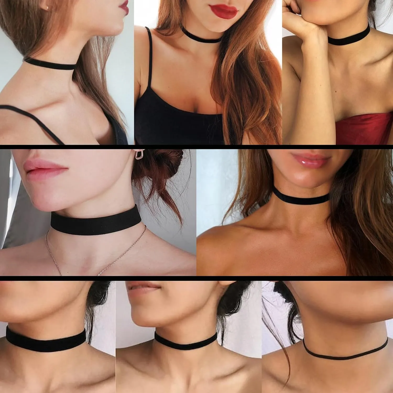Ronglry 3pcs Black Choker Necklace for Women Black Velvet Choker Set Layered Black Choker Necklaces Classic Chokers for Women Adjustable Gothic Lace Black Collar Necklace for Party Cosplay Christmas Birthday Jewelry Gifts