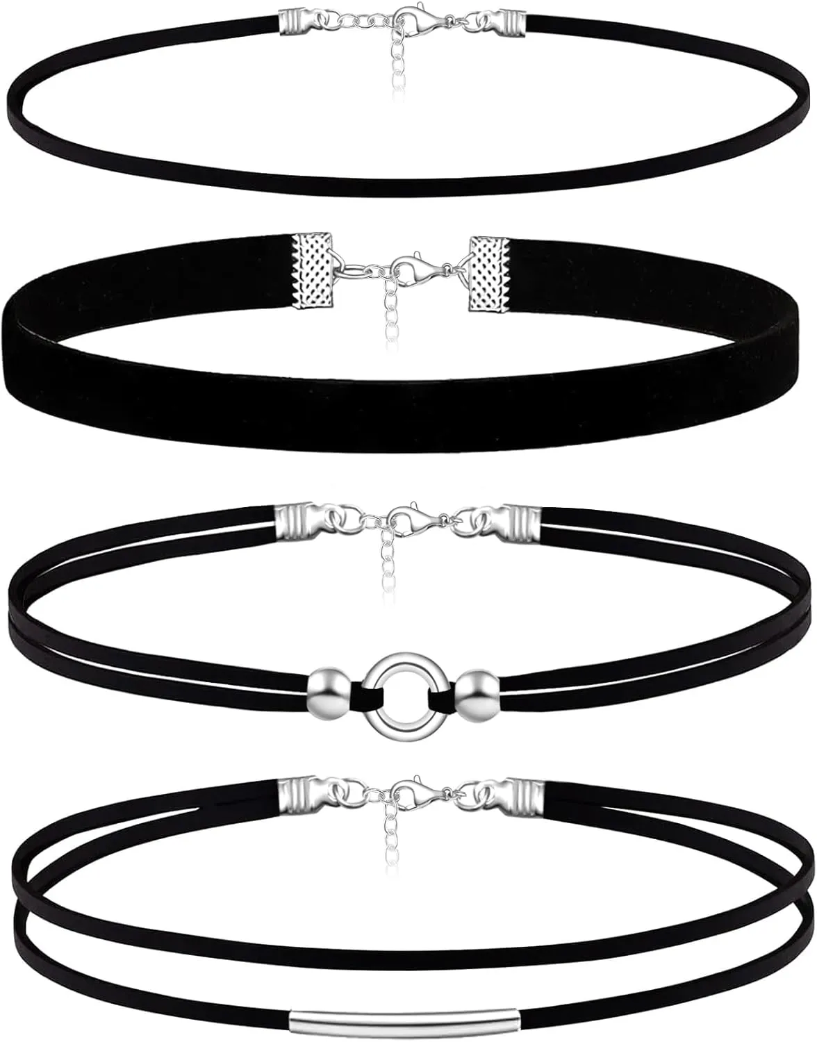 Ronglry 3pcs Black Choker Necklace for Women Black Velvet Choker Set Layered Black Choker Necklaces Classic Chokers for Women Adjustable Gothic Lace Black Collar Necklace for Party Cosplay Christmas Birthday Jewelry Gifts