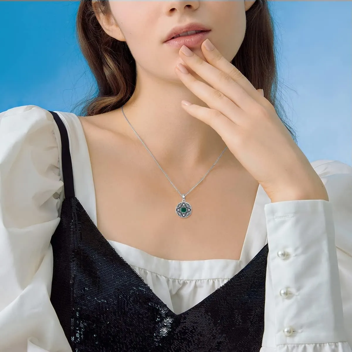 Round Locket Necklace 925 Sterling Silver Picture Locket Necklace That Holds 2 Pictures Locket Jewelry Gifts for Women