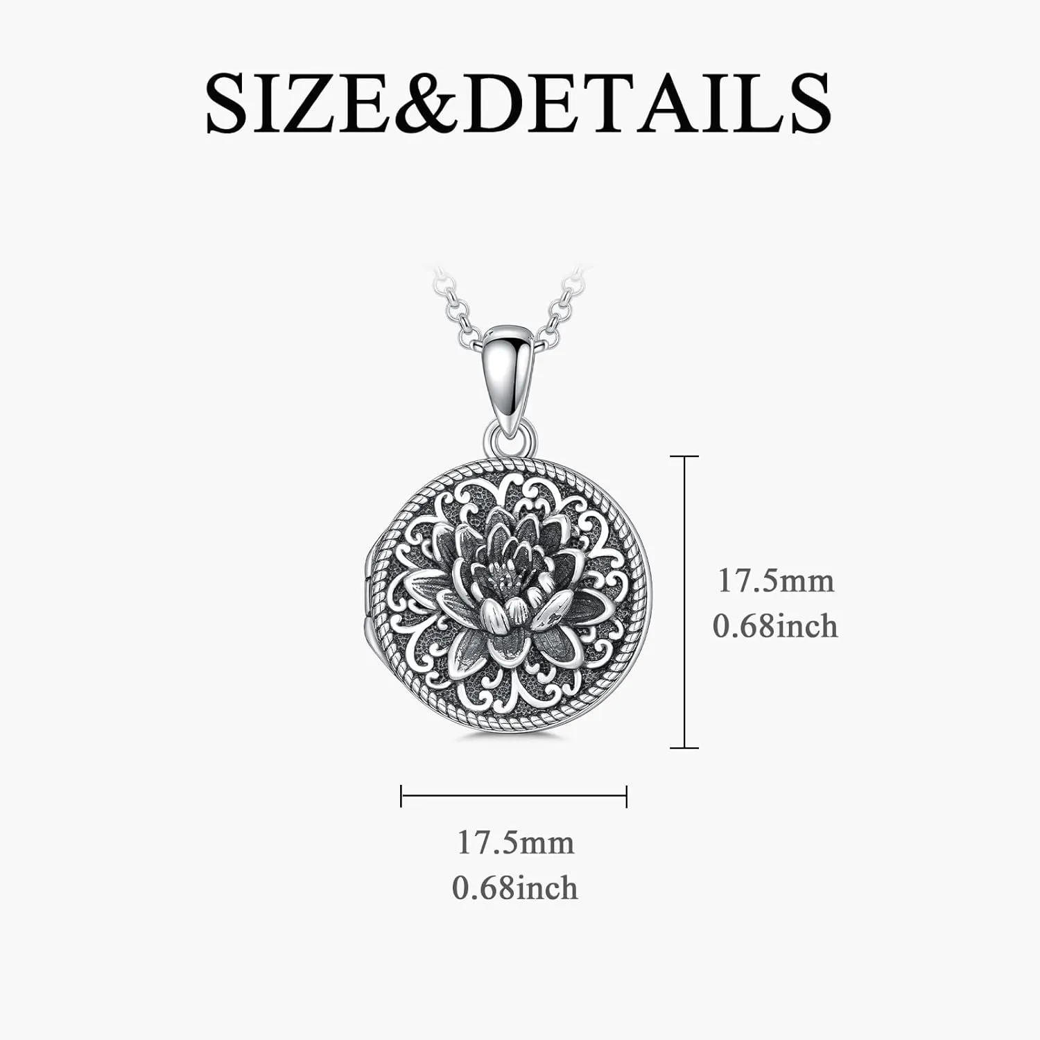 Round Locket Necklace 925 Sterling Silver Picture Locket Necklace That Holds 2 Pictures Locket Jewelry Gifts for Women