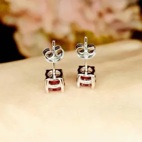 Round Natural Ruby stud earrings, earrings for women, Sterling Silver stud earrings, earrings for women, Minimalist earrings, AAA Ruby earrings, July Birthston