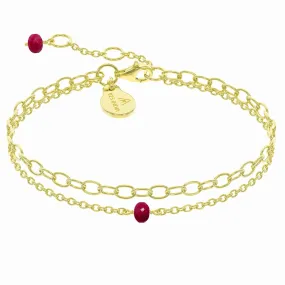 Ruby Bracelet for Women, Certified 925 Sterling Silver with Vermeil 18K Gold Bracelets for Women - Crystals and Healing Stone Layered Bracelet Women Jewelry for Gift