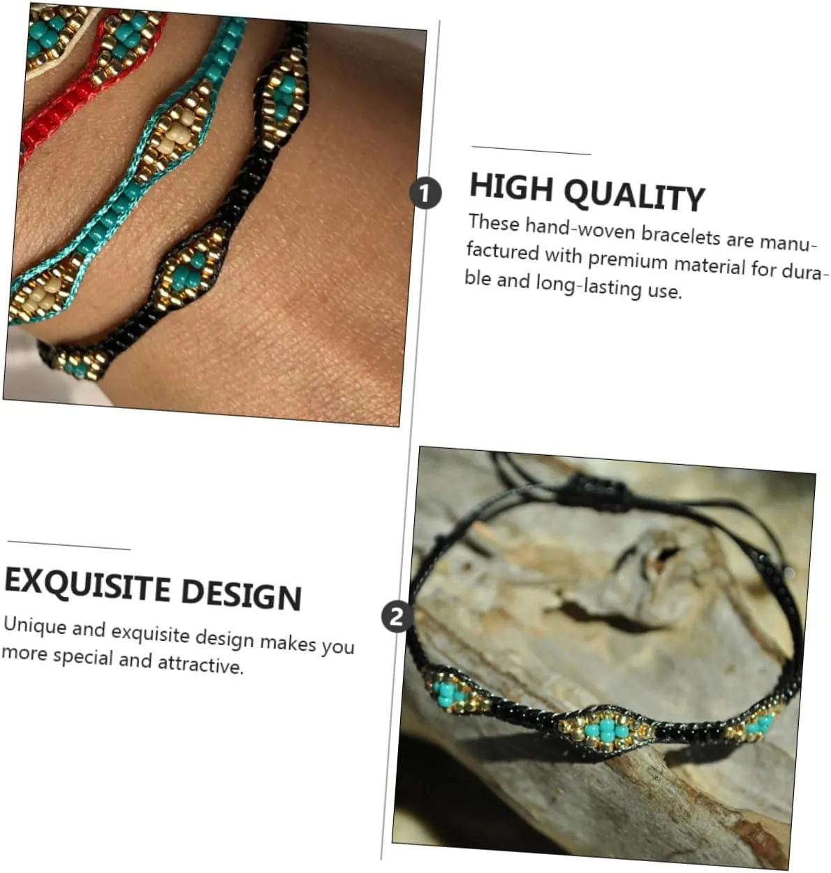 SAFIGLE 1 PC Colorful Bead Bracelet Arm Ornament Lady Bracelet Friendship Chain Wrist Chain Retro Chain Bohemian