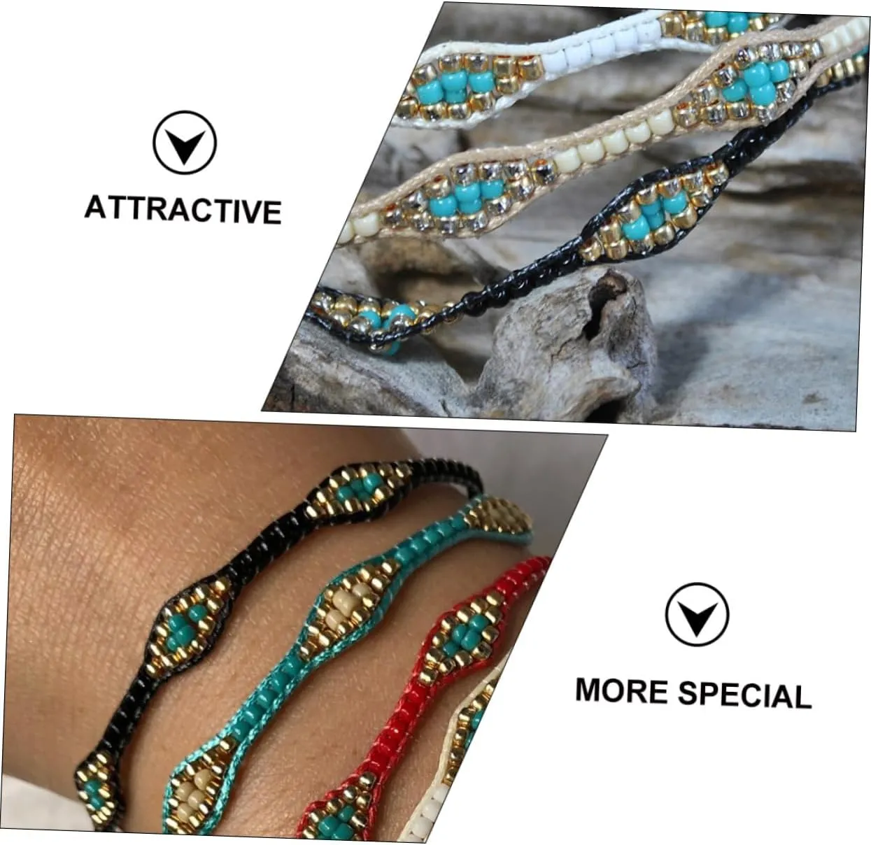 SAFIGLE 1 PC Colorful Bead Bracelet Arm Ornament Lady Bracelet Friendship Chain Wrist Chain Retro Chain Bohemian