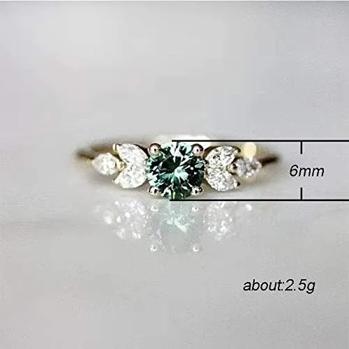 Sdouefos 18K Gold Plated Square Simulated Emerald Engagement Ring Women Wedding Engagement Gemstone Promise Engagement Ring