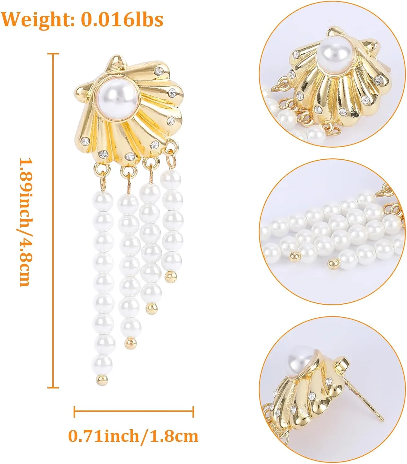 Seashell Dangle Earrings for Women, Shell Tassel Drop Earrings Boho Beaded Tassels Zircon Pendant Shell Earrings Scallop Pearl Seashell Statement Trendy Earrings Summer Beach Vacation Jewelry