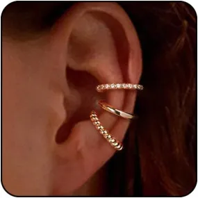 Silver Ear Cuffs for Women Non Piercing Cubic Zirconia Sparkling Huggie Ear Cuff Earrings Gold Cuff Fake Earrings Cartilage Earrings