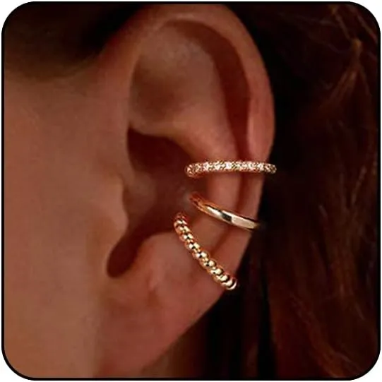 Silver Ear Cuffs for Women Non Piercing Cubic Zirconia Sparkling Huggie Ear Cuff Earrings Gold Cuff Fake Earrings Cartilage Earrings