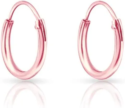 Silver Hoop Earrings Rose Gold Plated 18K - Rose Gold Hoop Earrings - Gold Plated Earrings - Gold Hoops - Small Hoop Earrings - Large Hoop Earrings - Hypoallergenic Hoop - Huggie Hoop - Sleeper Hoop