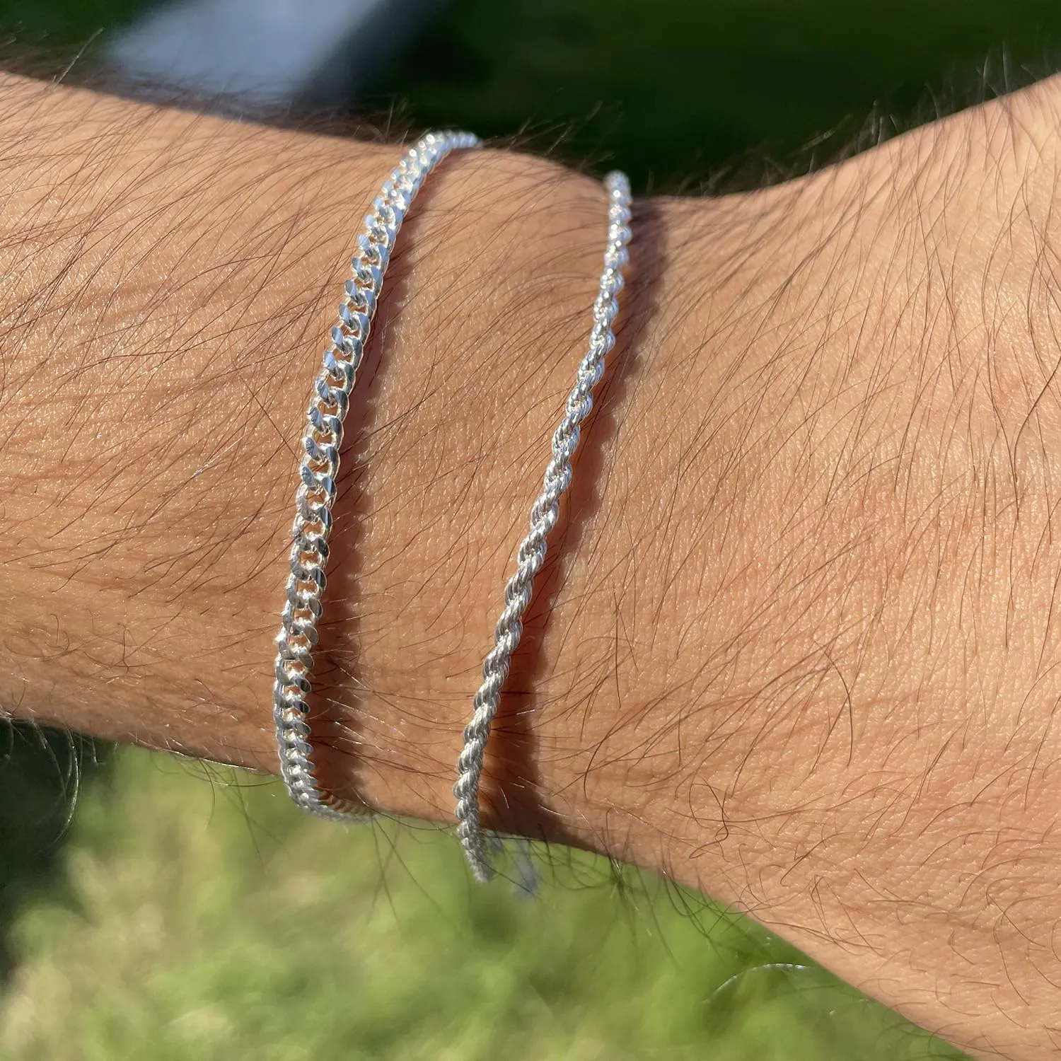 Silver/Gold Layered Chain Bracelets Sets for Men Women Silver Rope Figaro Cuban Link Chain Bracelets Set Men Jewelry Gifts for Dad Boyfriend Husband